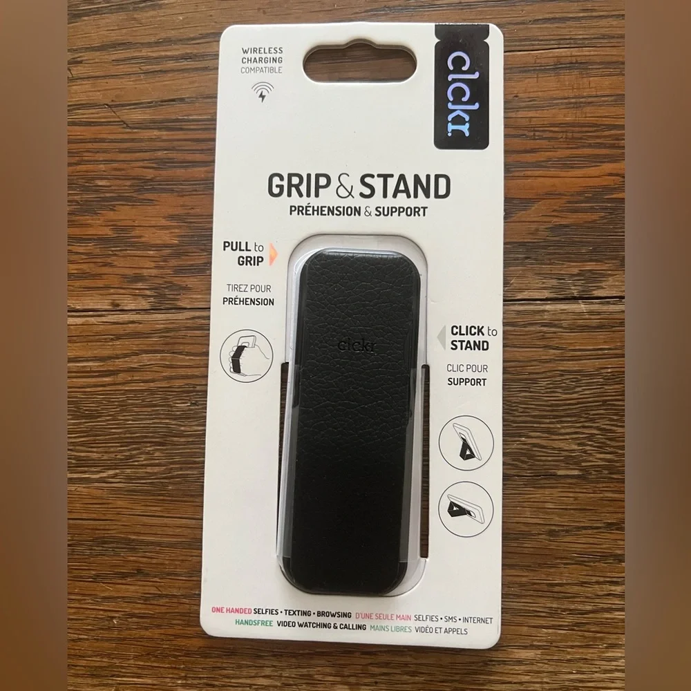 Universal Adhesive Kickstand Grip for Smartphones - Black